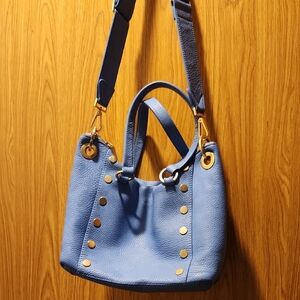 Hammitt Skylight Blue Medium Daniel Shoulder Bag with Gold Accents